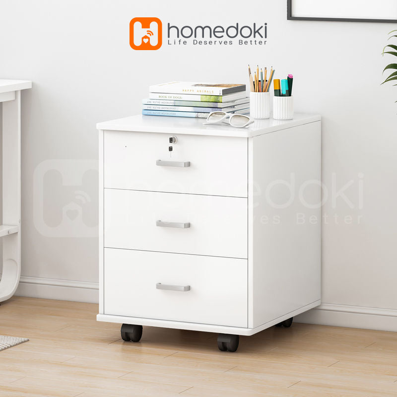Homedoki Lemari Laci Penyimpanan / Nakas Ruang Kerja / Nakas Meja Kamar Tidur / Meja Nakas Minimalis