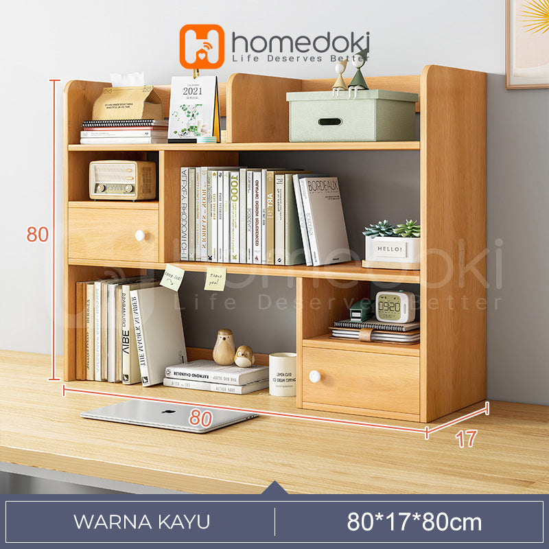 Homedoki Rak Buku / Tempat Buku / Rak Buku Kayu Minimalis / Rak Kamar / Rak Susun Portabel / Bookshelf