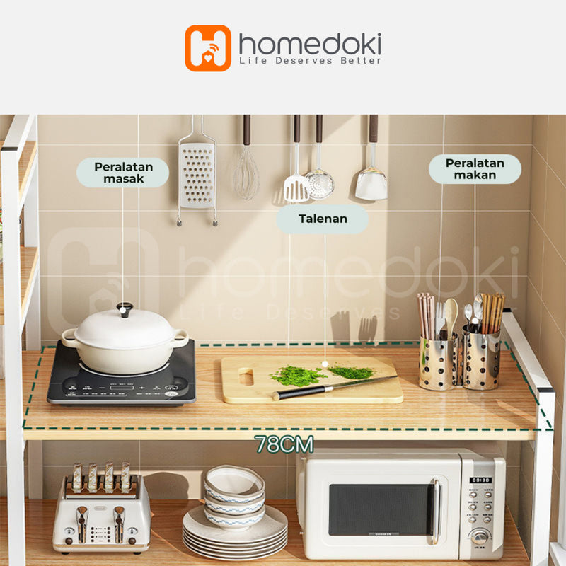 Homedoki Rak Piring / Rak susun serbaguna / Rak Oven / Lemari dapur / Rak dapur / Lemari piring