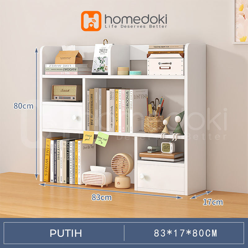 Homedoki Rak Buku / Tempat Buku / Rak Buku Kayu Minimalis / Rak Kamar / Rak Susun Portabel / Bookshelf