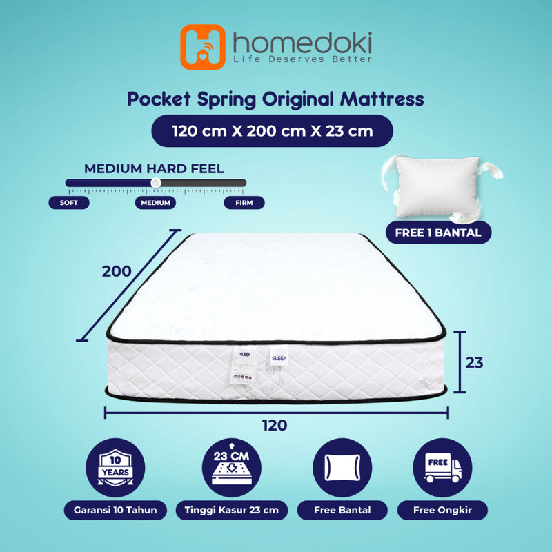 Homedoki Kasur Spring Bed / Matras Kasur / Spring Bed 180x200 / Tebal 23cm