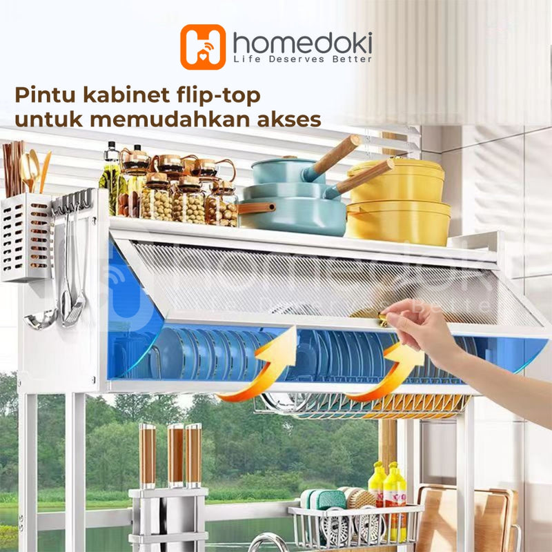Homedoki Rak piring wastafel / rak wastafel dapur / rak di atas wastafel / rak piring besi dapur / rak penyimpanan piring