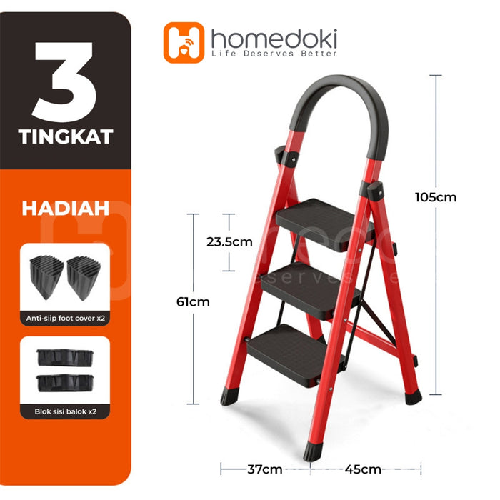 Homedoki Tangga Rumah Lipat/Tangga Besi Lipat 3/4/5 Step Household Steel Ladder