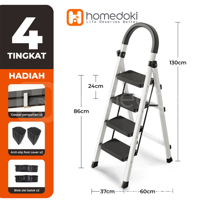 Homedoki Tangga Rumah Lipat/Tangga Besi Lipat 3/4/5 Step Household Steel Ladder