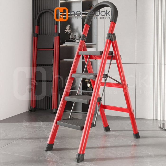 Homedoki Tangga Rumah Lipat/Tangga Besi Lipat 3/4/5 Step Household Steel Ladder