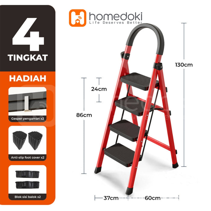 Homedoki Tangga Rumah Lipat/Tangga Besi Lipat 3/4/5 Step Household Steel Ladder