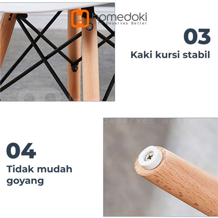 Homedoki Kursi Belajar/Kursi Cafe/Kursi Kerja/Kursi Taman/Kursi Bar/Kursi Makan Minimalis/Bangku Makan/Kursi Eames