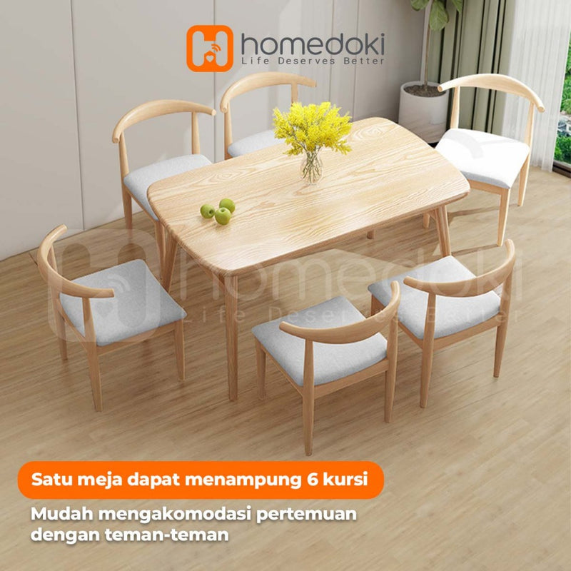 Homedoki Meja Makan/Meja Makan Minimalis/Meja Makan Murah/Meja Makan Putih
