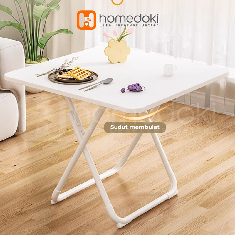 Homedoki Meja lipat portabel serbaguna / meja makan lipat / meja lipat bundar / meja lipat persegi / meja kopi berdiameter 60cm