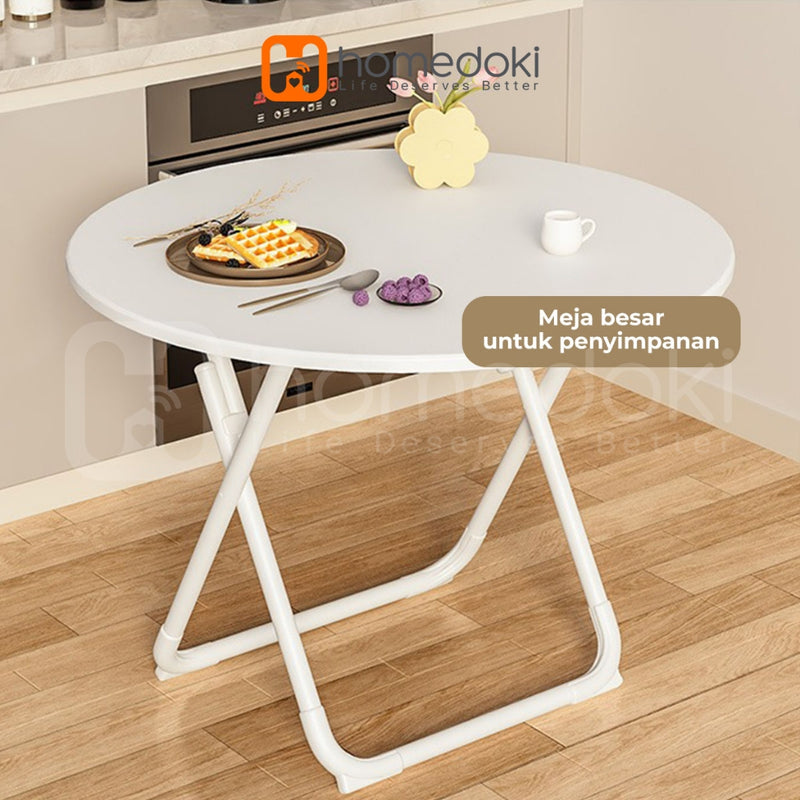Homedoki Meja lipat portabel serbaguna / meja makan lipat / meja lipat bundar / meja lipat persegi / meja kopi berdiameter 60cm