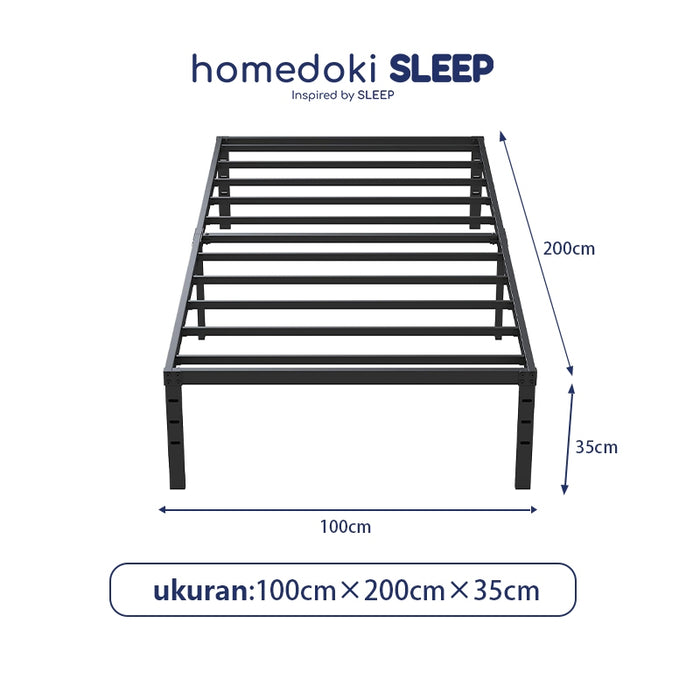 Homedoki Basicbed / Dipan Tempat Tidur / Yelena Ranjang Tidur / Divan Dipan Tempat Tidur / Kai Ranjang Besi Industrial Bed In a Box