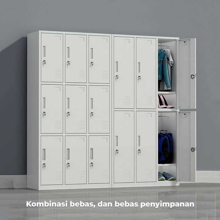 Homedoki Loker Besi Locker / Lemari Pakaian Multi Pintu / Steel Locker 9 Doors / Lemari Arsip Kantor