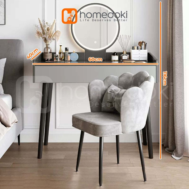 Homedoki Meja Rias Abu-abu / Meja Rias Minimalis / Meja Rias / Meja Rias Penyimpanan