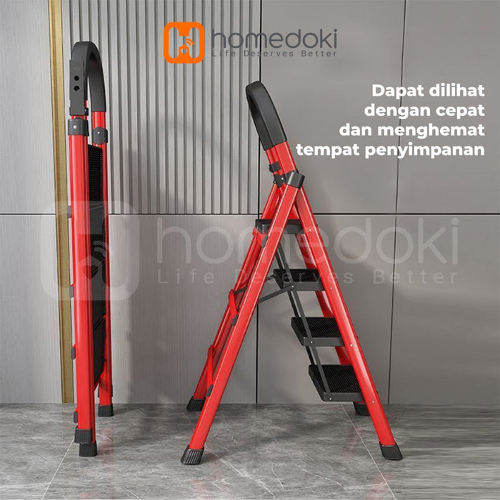 Homedoki Tangga Rumah Lipat/Tangga Besi Lipat 3/4/5 Step Household Steel Ladder