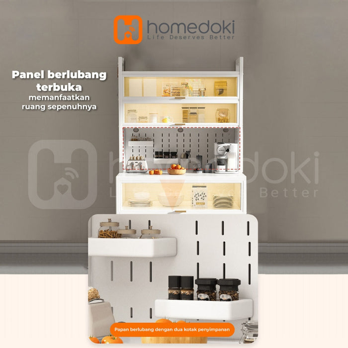 Homedoki Rak dapur / rak lemari dapur / Rak oven microwave / lemari dapur dengan pintu / Rak dapur tahan debu