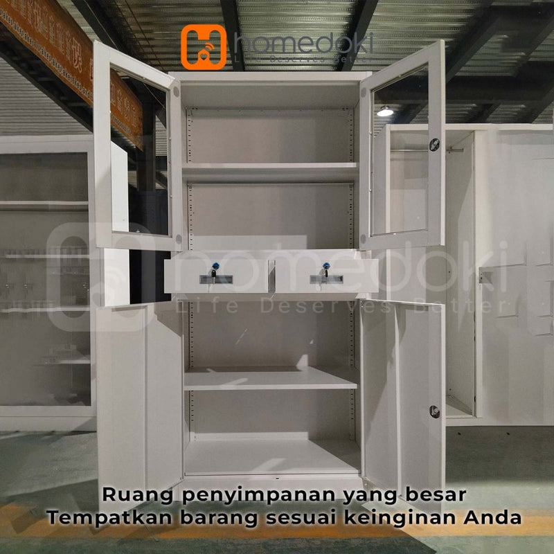 Homedoki Lemari Arsip Kantor/Lemari arsip besi kaca/Lemari Arsip Sekolah/Lemari Besi Arsip