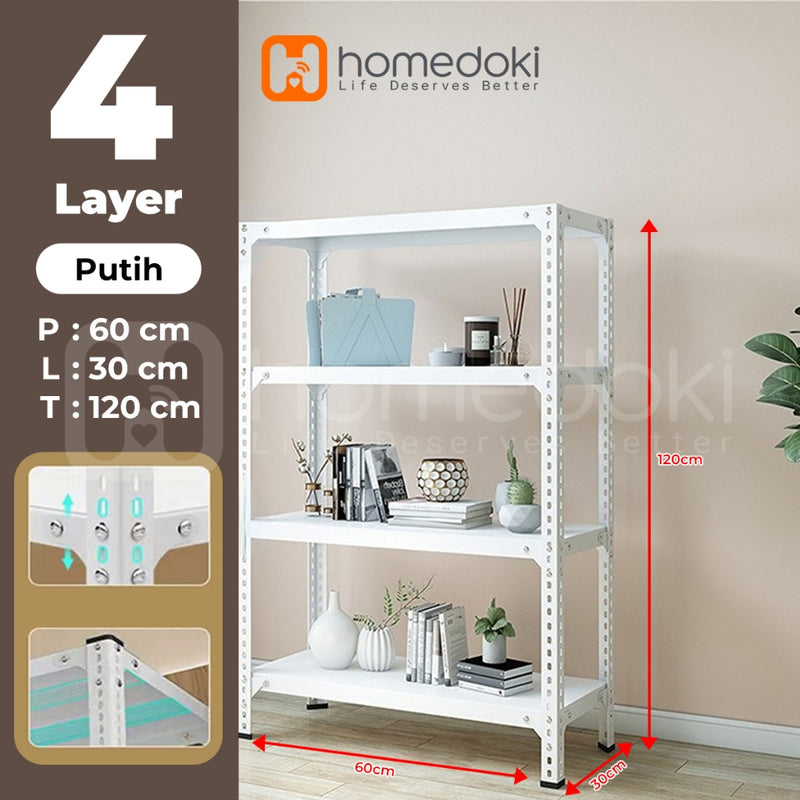 Homedoki Rak penyimpanan multifungsi 5 tingkat/rak penyimpanan gudang/rak penyimpanan dapur/lemari buku