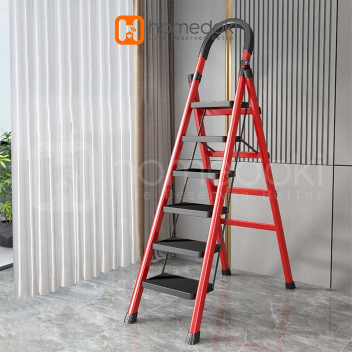 Homedoki Tangga Rumah Lipat/Tangga Besi Lipat 3/4/5 Step Household Steel Ladder