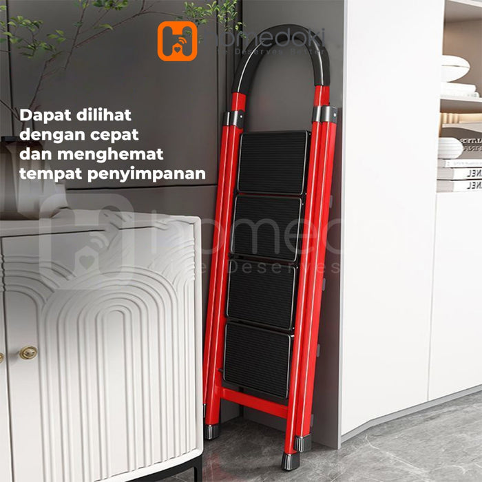 Homedoki Tangga Rumah Lipat/Tangga Besi Lipat 3/4/5 Step Household Steel Ladder