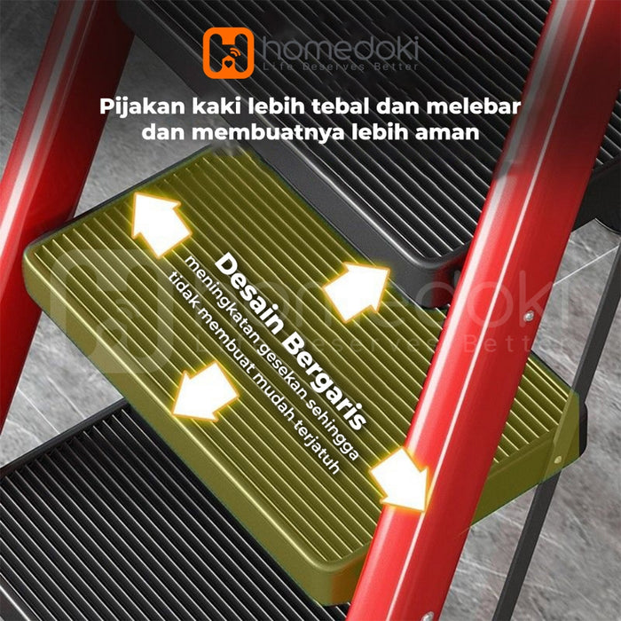 Homedoki Tangga Rumah Lipat/Tangga Besi Lipat 3/4/5 Step Household Steel Ladder