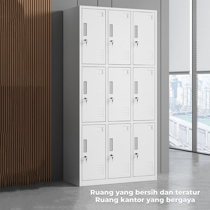 Homedoki Loker Besi Locker / Lemari Pakaian Multi Pintu / Steel Locker 9 Doors / Lemari Arsip Kantor