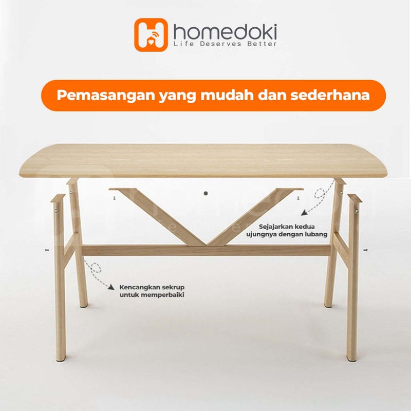 Homedoki Meja Makan/Meja Makan Minimalis/Meja Makan Murah/Meja Makan Putih