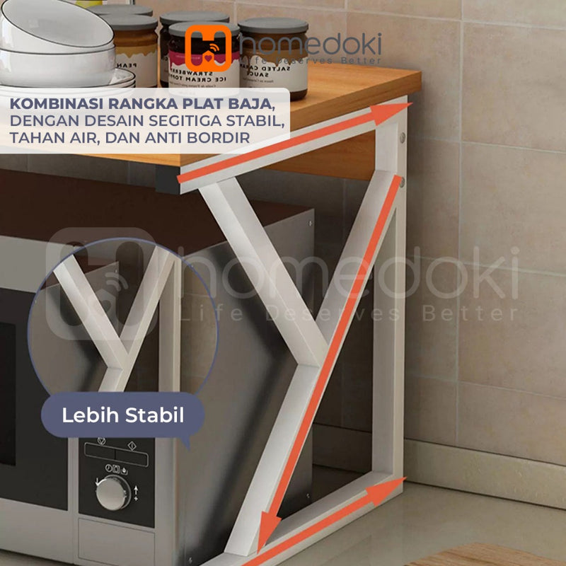 Homedoki Rak Dapur Minimalis / Rak Microwave / Rak Serbaguna Minimalis / Rak Bumbu Dapur