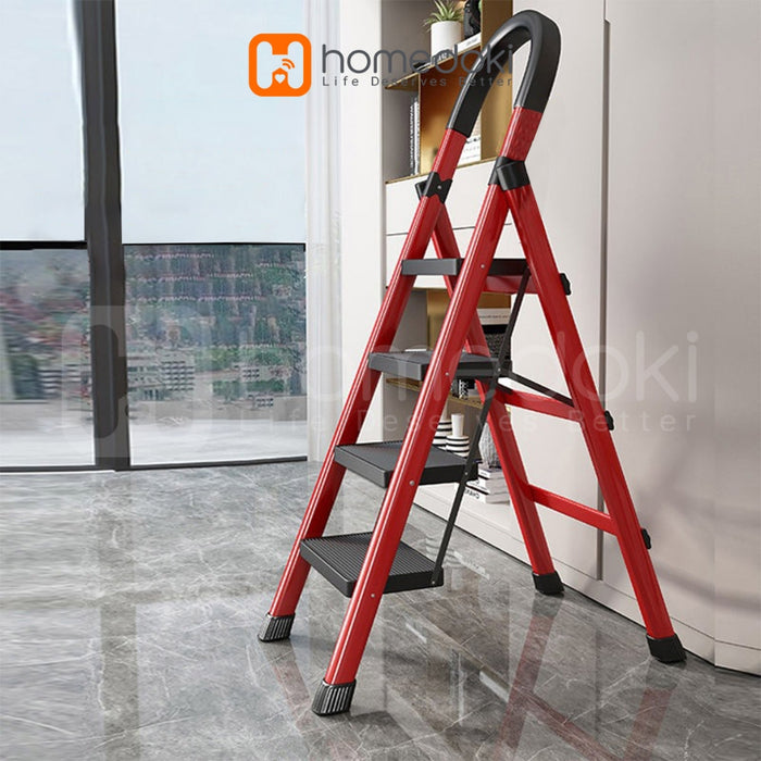 Homedoki Tangga Rumah Lipat/Tangga Besi Lipat 3/4/5 Step Household Steel Ladder