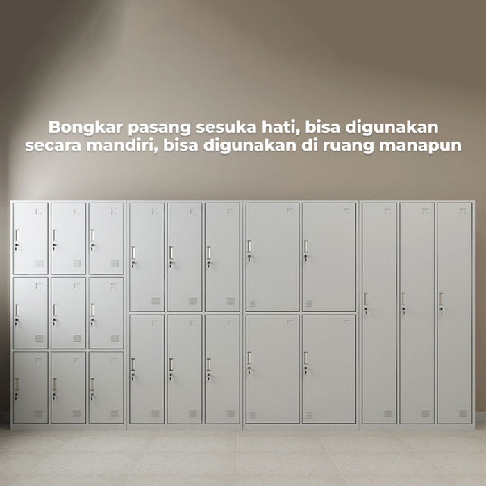 Homedoki Loker Besi Locker / Lemari Pakaian Multi Pintu / Steel Locker 9 Doors / Lemari Arsip Kantor