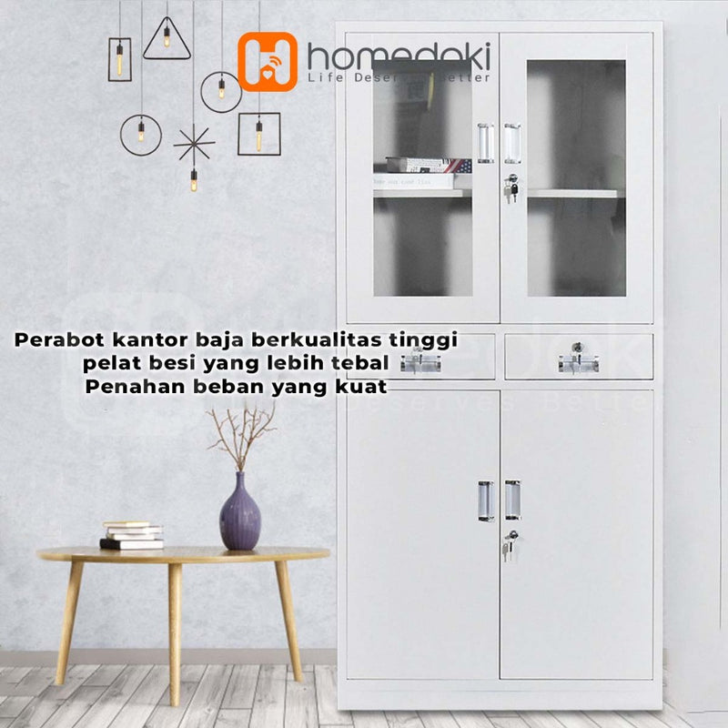 Homedoki Lemari Arsip Kantor/Lemari arsip besi kaca/Lemari Arsip Sekolah/Lemari Besi Arsip