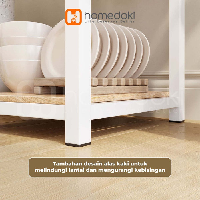 Homedoki Rak Susun Serbaguna/Meja Kompor/Rak Piring /Lemari Piring/Rak Oven Microwave/Meja Serbaguna Multifungsi Dapur