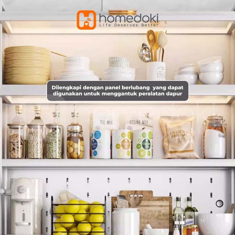 Homedoki Rak Dapur/ Lemari Dapur Dengan Pintu /Rak Penyimpanan Microwave Oven /Rak Dapur Serbaguna /Rak Susun /Rak Piring Wastafel
