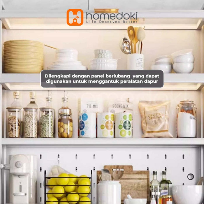 Homedoki Rak Dapur/ Lemari Dapur Dengan Pintu /Rak Penyimpanan Microwave Oven /Rak Dapur Serbaguna /Rak Susun /Rak Piring Wastafel