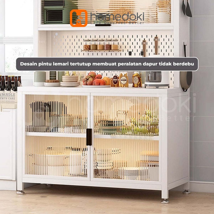 Homedoki Rak Dapur/ Lemari Dapur Dengan Pintu /Rak Penyimpanan Microwave Oven /Rak Dapur Serbaguna /Rak Susun /Rak Piring Wastafel