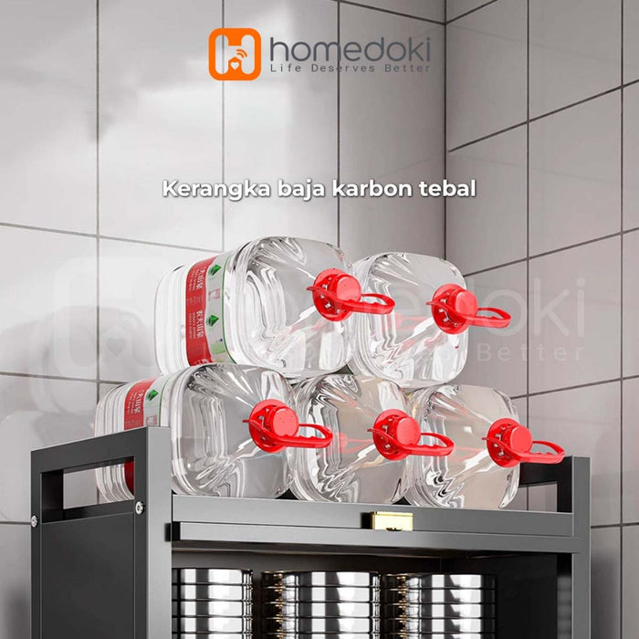 Homedoki Rak Piring Minimalis/Lemari Dapur Minimalis/Lemari Piring/Lemari PiringTertutup/Lemari Piring Tarik Keluar