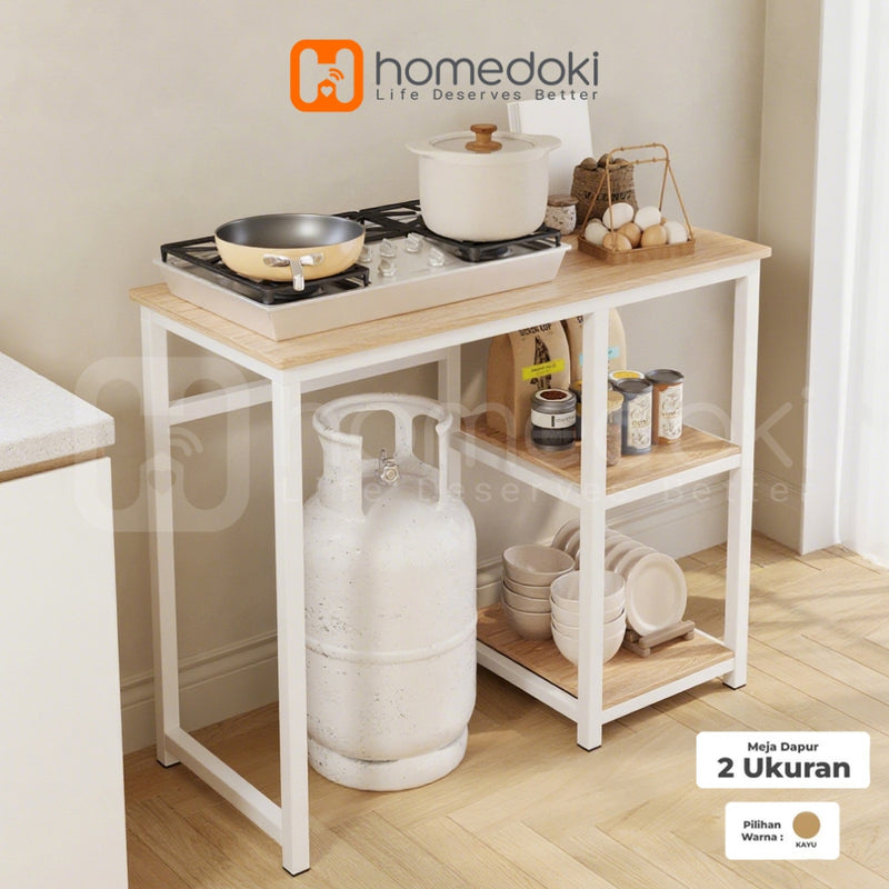 Homedoki Rak Susun Serbaguna/Meja Kompor/Rak Piring /Lemari Piring/Rak Oven Microwave/Meja Serbaguna Multifungsi Dapur