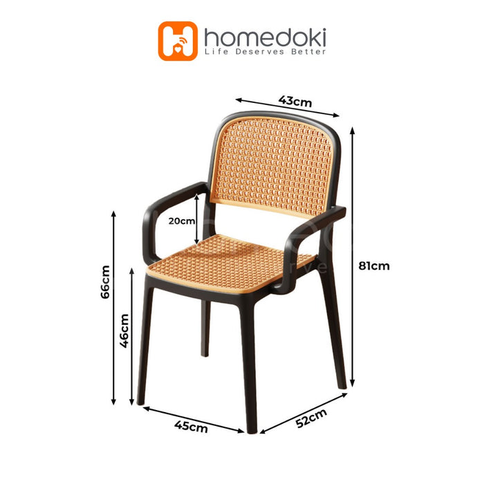 Homedoki Kursi Plastik/Kursi Teras/Kursi Makan/Kursi Cafe/Kursi Rotan