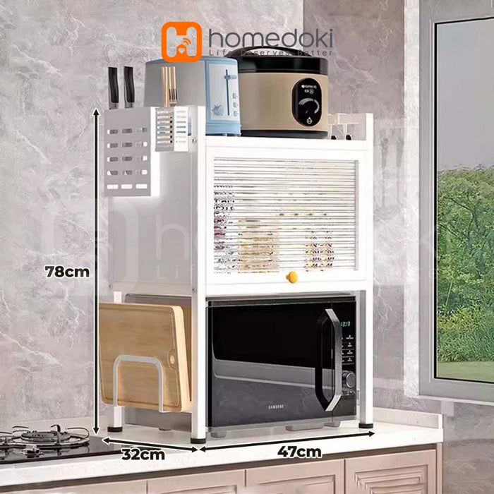 Homedoki Rak Dapur Multitingkat Adjustable/ Rak Microwave /Rice Cooker Rak /Rak Penyimpanan Serbaguna