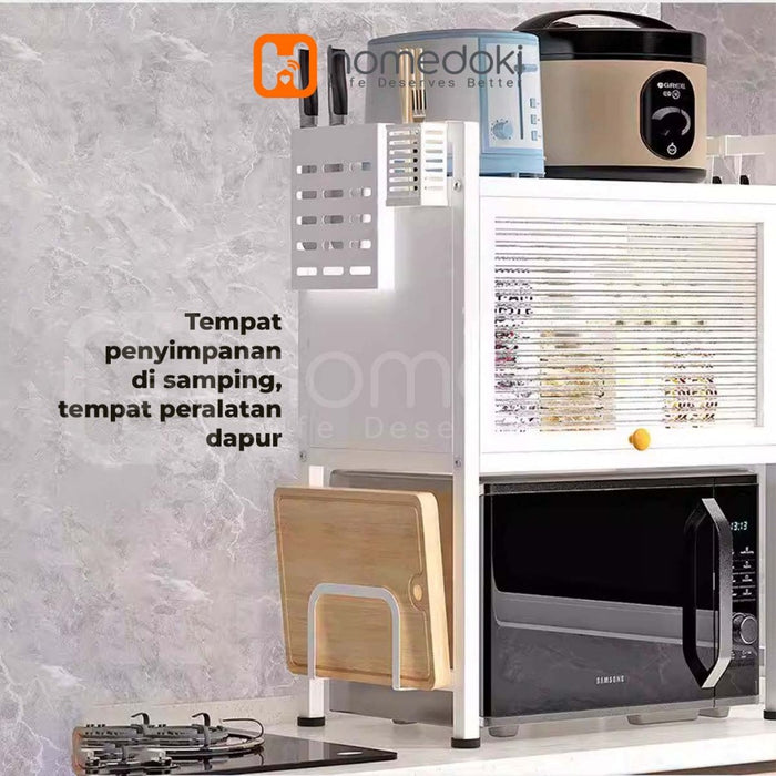 Homedoki Rak Dapur Multitingkat Adjustable/ Rak Microwave /Rice Cooker Rak /Rak Penyimpanan Serbaguna
