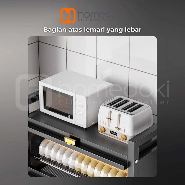 Homedoki Rak Piring Minimalis/Lemari Dapur Minimalis/Lemari Piring/Lemari PiringTertutup/Lemari Piring Tarik Keluar