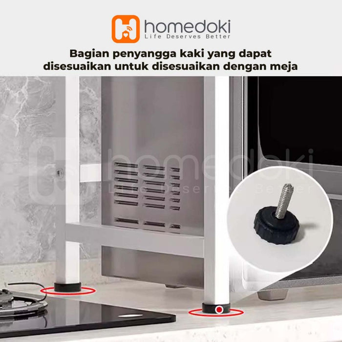 Homedoki Rak Dapur Multitingkat Adjustable/ Rak Microwave /Rice Cooker Rak /Rak Penyimpanan Serbaguna