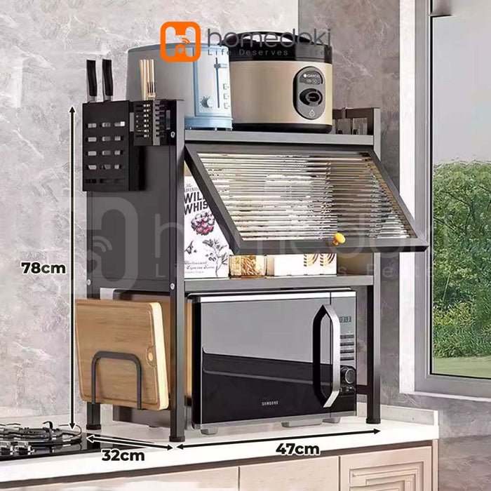 Homedoki Rak Dapur Multitingkat Adjustable/ Rak Microwave /Rice Cooker Rak /Rak Penyimpanan Serbaguna