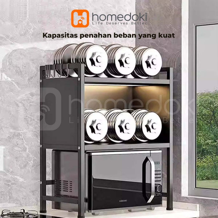 Homedoki Rak Dapur Multitingkat Adjustable/ Rak Microwave /Rice Cooker Rak /Rak Penyimpanan Serbaguna