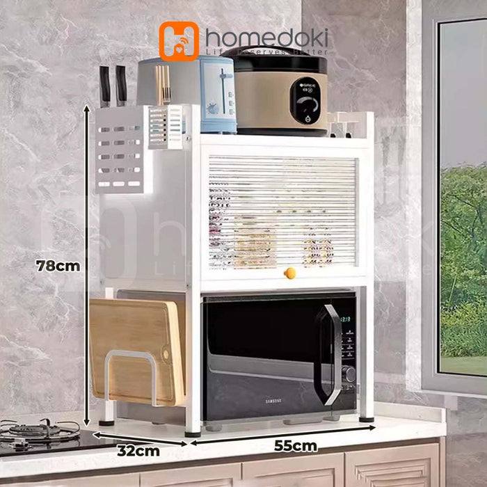 Homedoki Rak Dapur Multitingkat Adjustable/ Rak Microwave /Rice Cooker Rak /Rak Penyimpanan Serbaguna