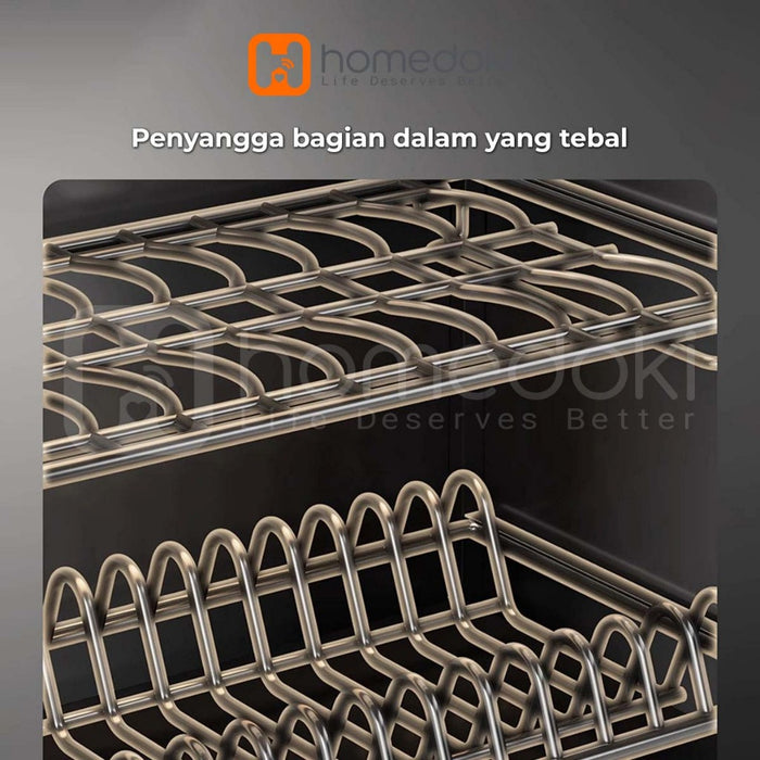 Homedoki Rak Piring Minimalis/Lemari Dapur Minimalis/Lemari Piring/Lemari PiringTertutup/Lemari Piring Tarik Keluar