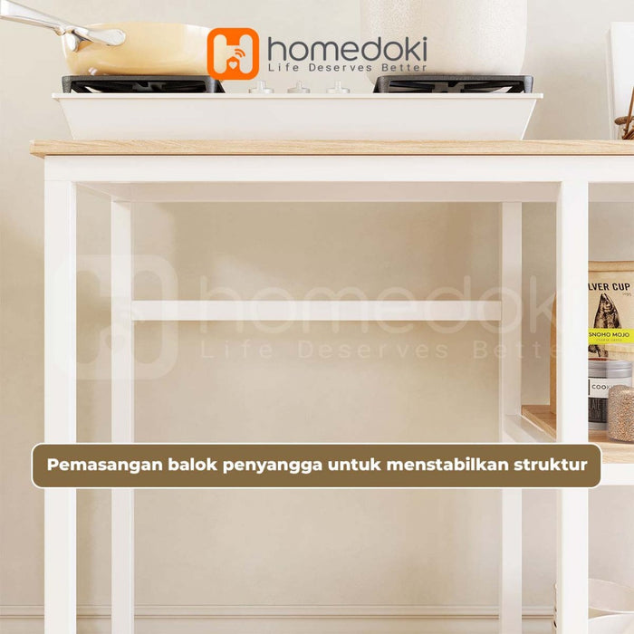 Homedoki Rak Susun Serbaguna/Meja Kompor/Rak Piring /Lemari Piring/Rak Oven Microwave/Meja Serbaguna Multifungsi Dapur