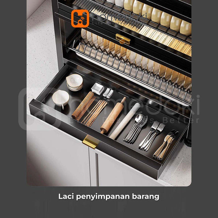 Homedoki Rak Piring Minimalis/Lemari Dapur Minimalis/Lemari Piring/Lemari PiringTertutup/Lemari Piring Tarik Keluar