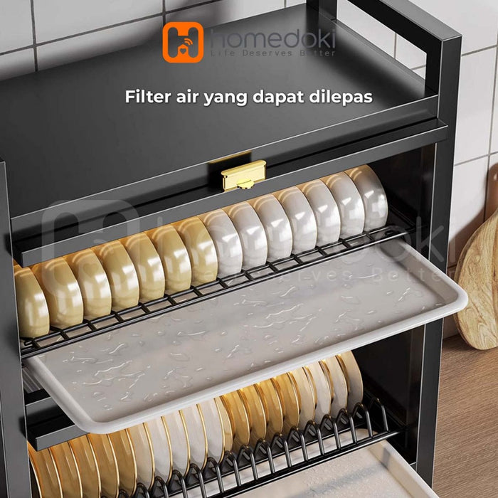 Homedoki Rak Piring Minimalis/Lemari Dapur Minimalis/Lemari Piring/Lemari PiringTertutup/Lemari Piring Tarik Keluar