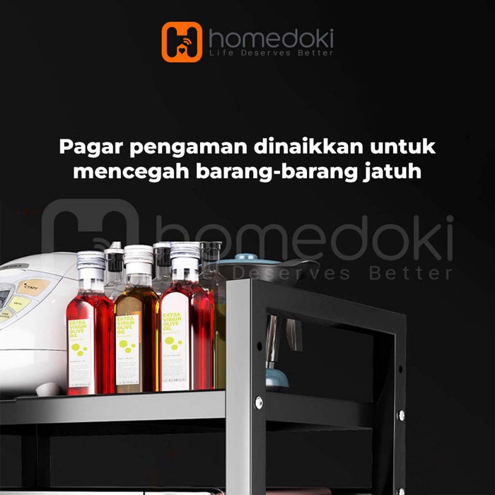 Homedoki Rak Dapur Serbaguna/Rak Dapur Minimalis/Rak Microwave/Rice Cooker Rak