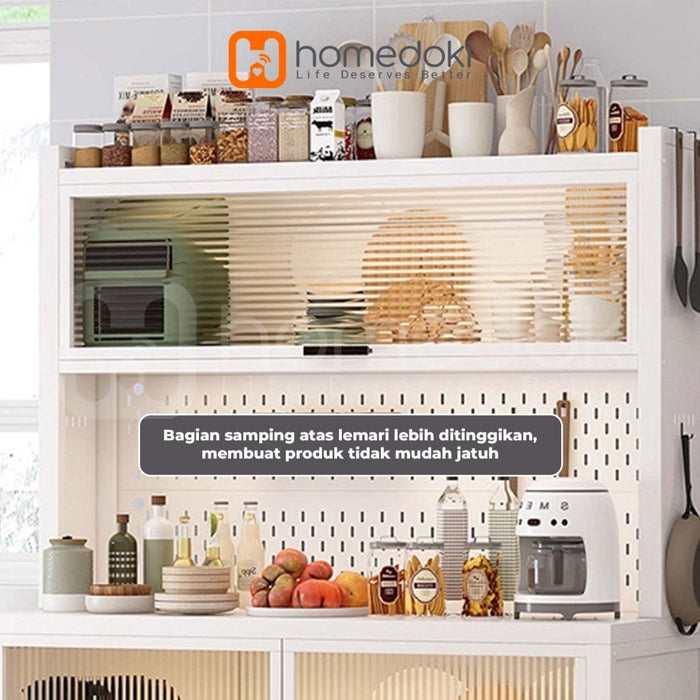 Homedoki Rak Dapur/ Lemari Dapur Dengan Pintu /Rak Penyimpanan Microwave Oven /Rak Dapur Serbaguna /Rak Susun /Rak Piring Wastafel